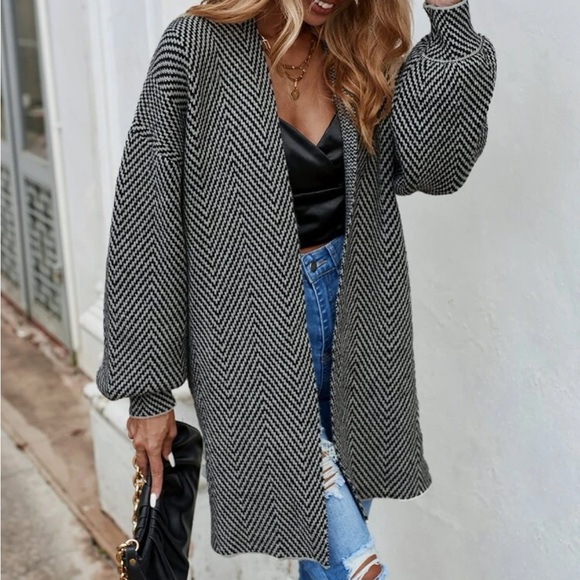 Cozy chevron pattern duster cardigan - Picture 7 of 16